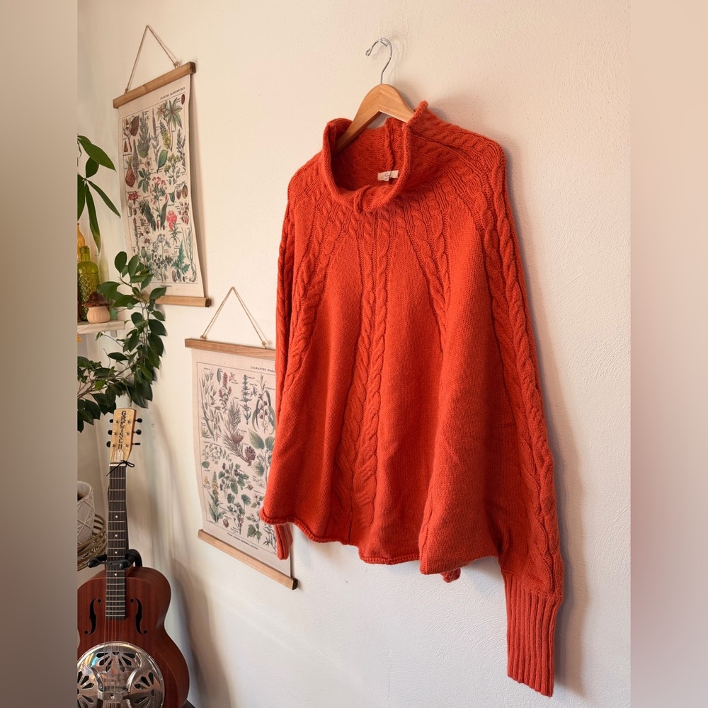 Easel - Large - Vibrant Orange Cowl Neck Sweater